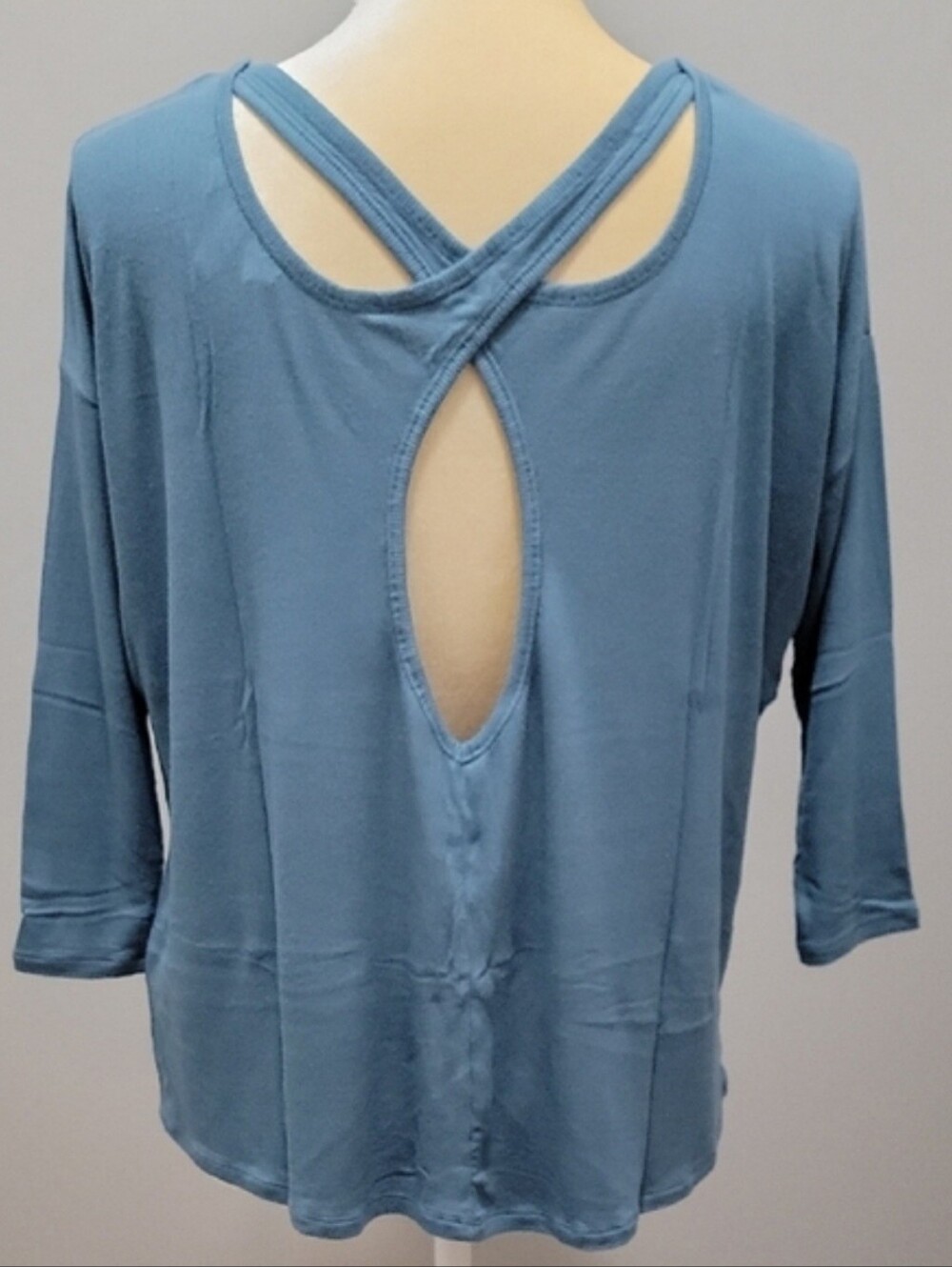 VTG 2015 Victoria's Secret Blue Element Ribbed Criss Cross Keyhole Back Top XS